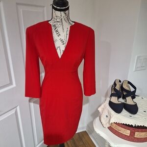Calvin Klein Red Long Sleeve Dress